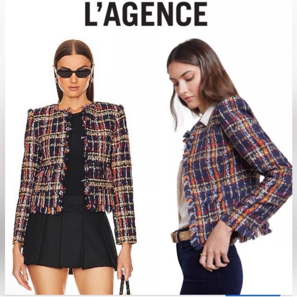 L'Agence Angelina Navy Tweed Jacket NWOT